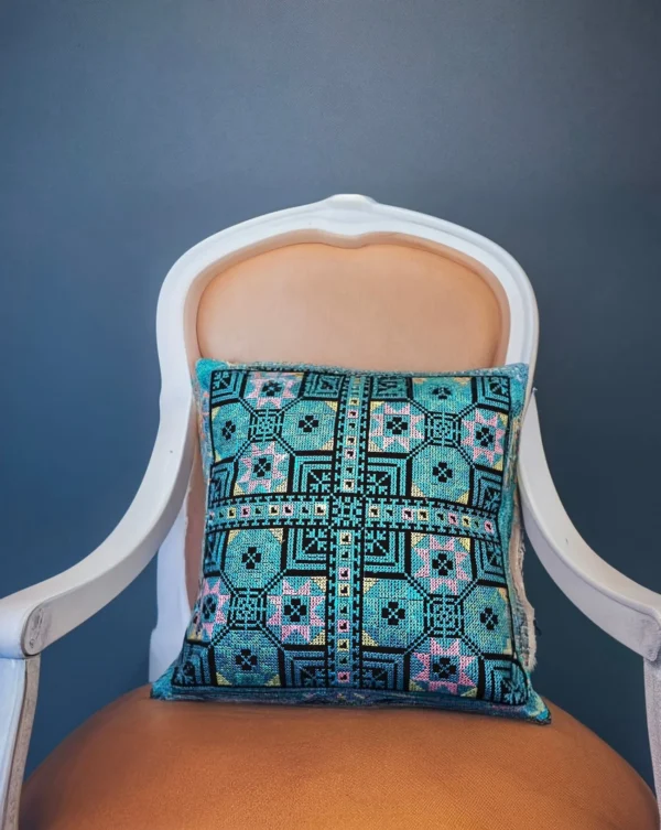 Blue Embroidered Throw Pillow Covers