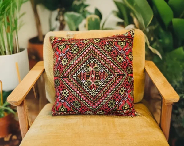 Embroidered Red and Black Pillow Covers