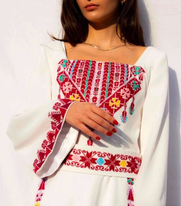 Hand Embroidered Palestinian Wedding Dress - Image 3