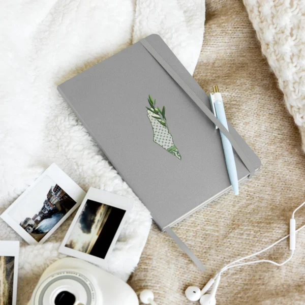 Hardcover Bound Notebook - Palestine Map with Olive Branch and Keffiyeh Design - Image 7