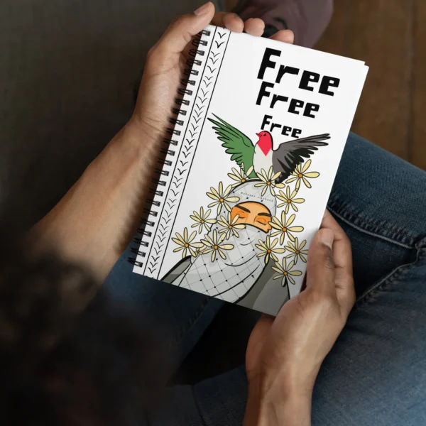 Palestine Flag Art Bird Designed Spiral Notebook