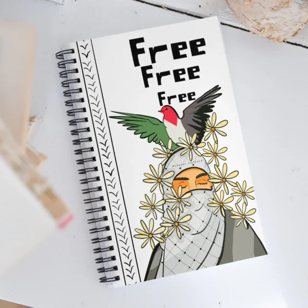 Palestine Flag Art Bird Designed Spiral Notebook - Image 3