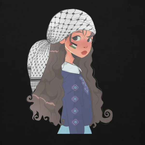 Unisex Hoodie-girl wearing a keffiyeh illustration - Image 10