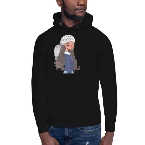 Unisex Hoodie-girl wearing a keffiyeh illustration - Image 2