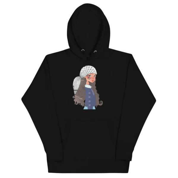 Unisex Hoodie-girl wearing a keffiyeh illustration - Image 9