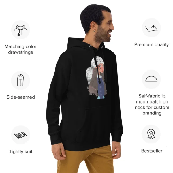 Unisex Hoodie-girl wearing a keffiyeh illustration - Image 4