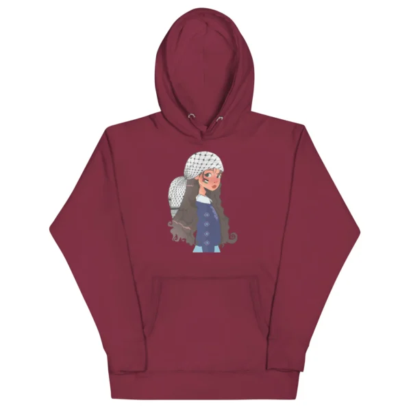 Unisex Hoodie-girl wearing a keffiyeh illustration - Image 7